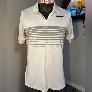 Nike Golf Polo Shirt Men Large White/Grey Tour Performance DriFit S/S Pullover